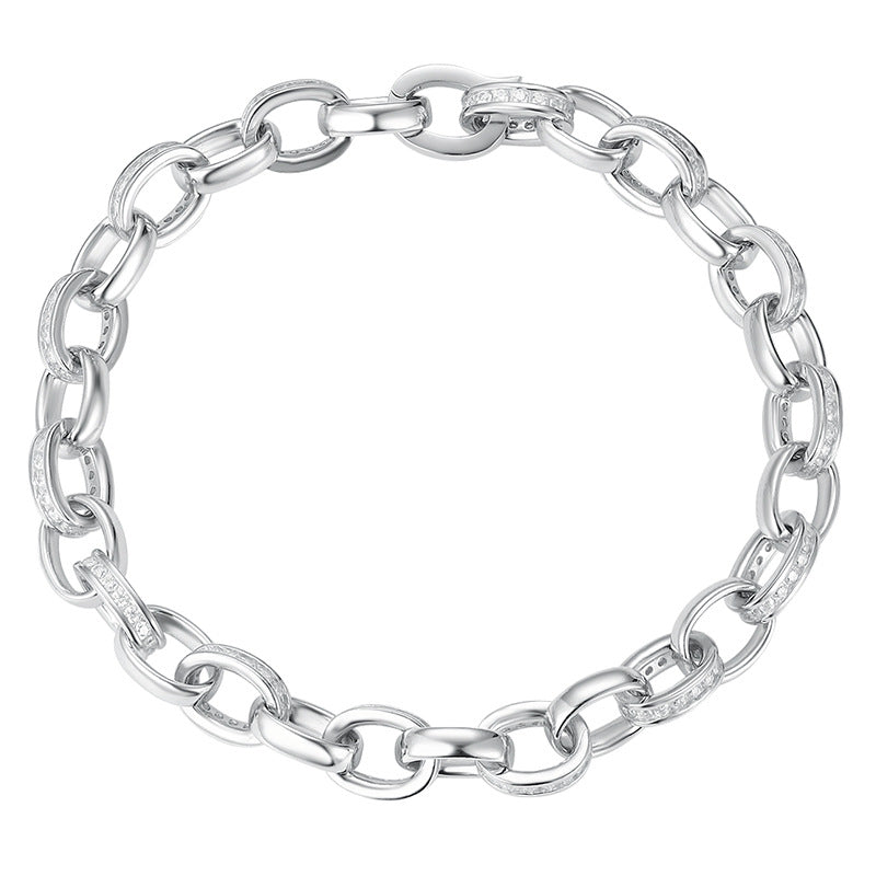 Stylish Full Moissanite Chain Link Bracelet