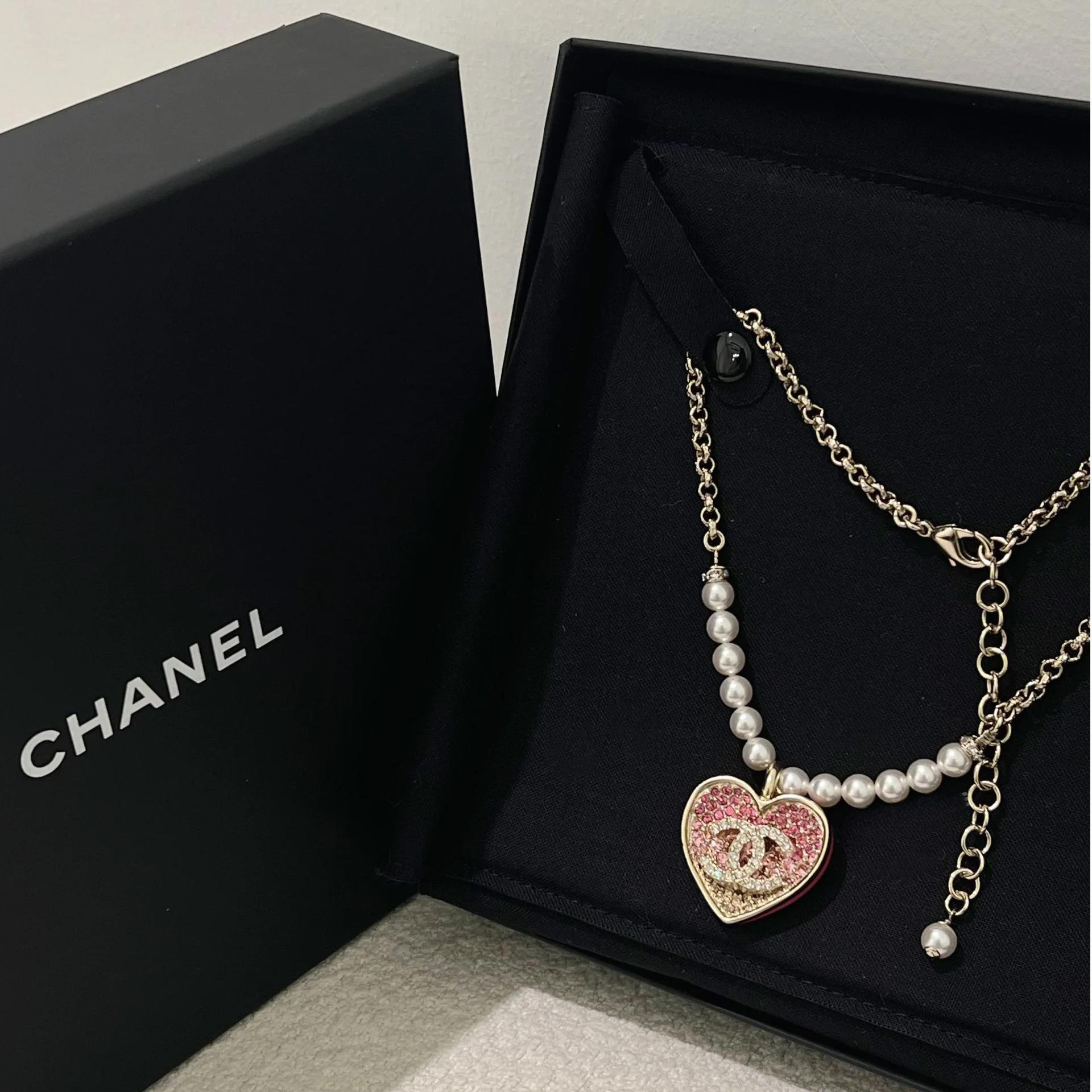 Chanel Pink Diamond Necklace Bracelet Earrings