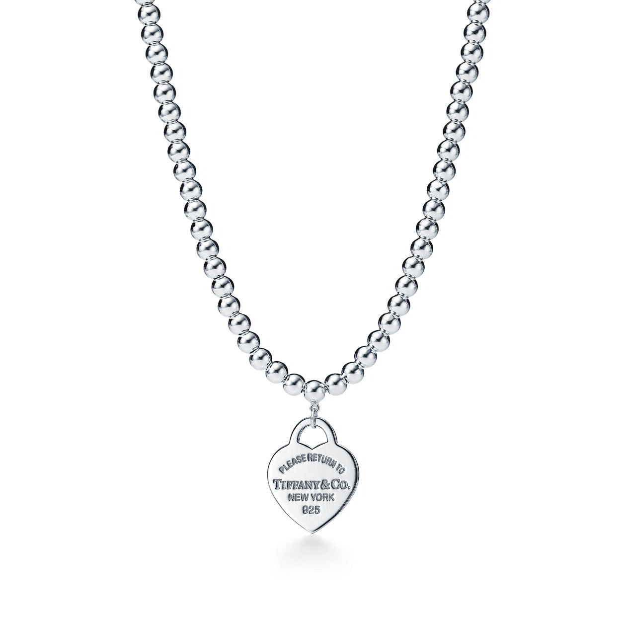 Tiffany Return to Tiffany Heart Tag Bead Necklace in Silver
