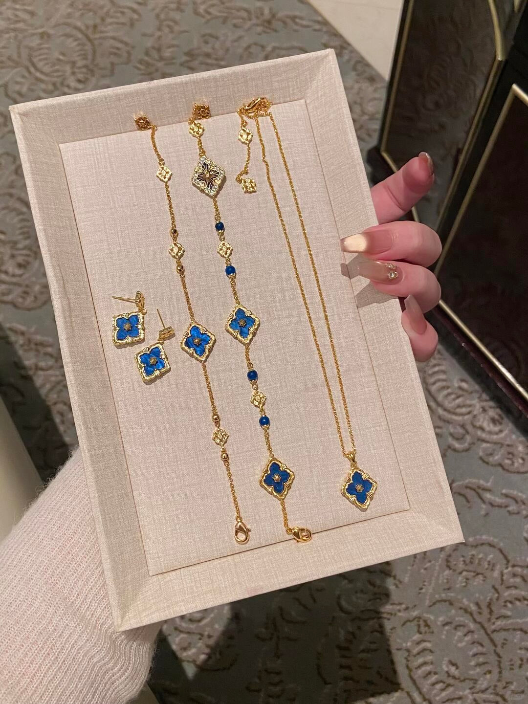 Buccellati Blue Necklace Bracelet Earrings