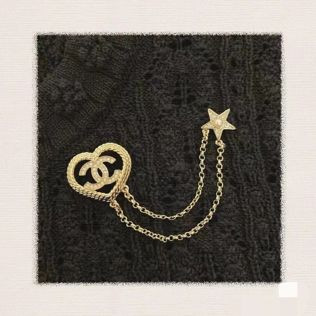 Chanel Heart Star Brooch