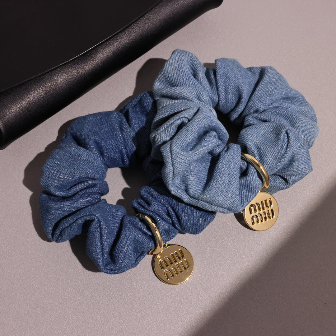 Miu Miu Denim Ponytail Holders