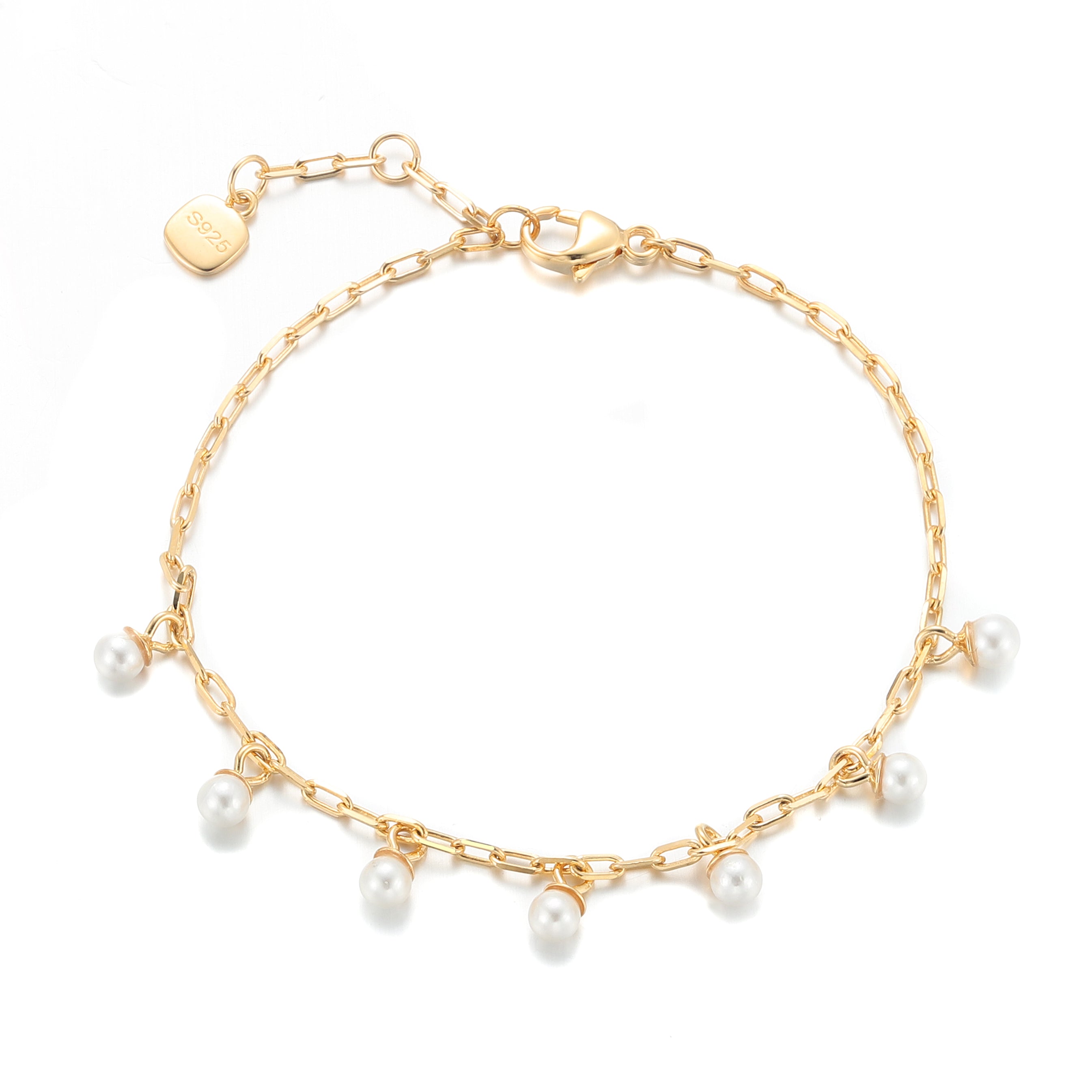 Mini Teardrop Pearl Pendant Bracelet