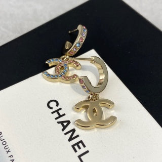 Chanel Diamond Hoop Earrings