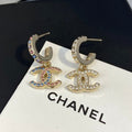 Chanel Diamond Hoop Earrings