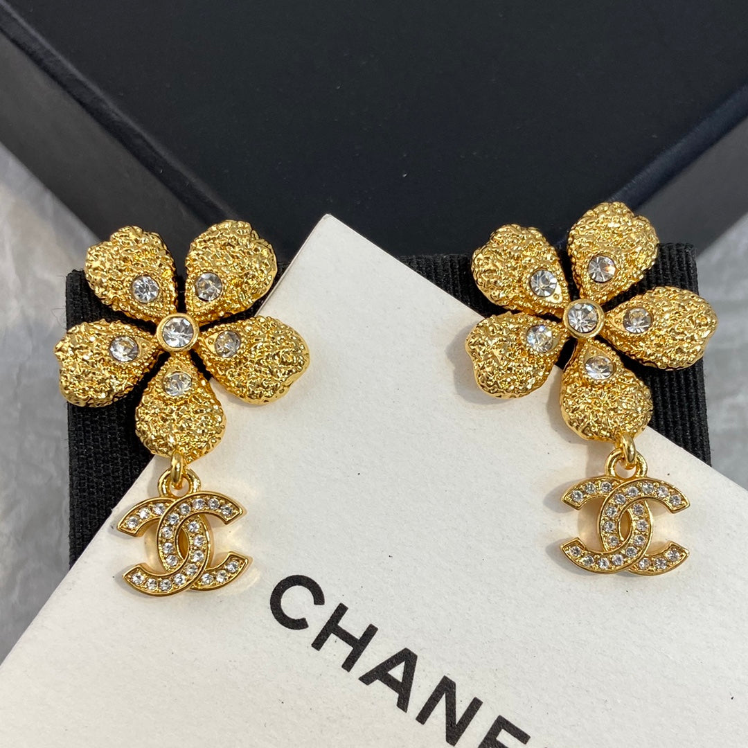 Chanel Flower Gold Earrings