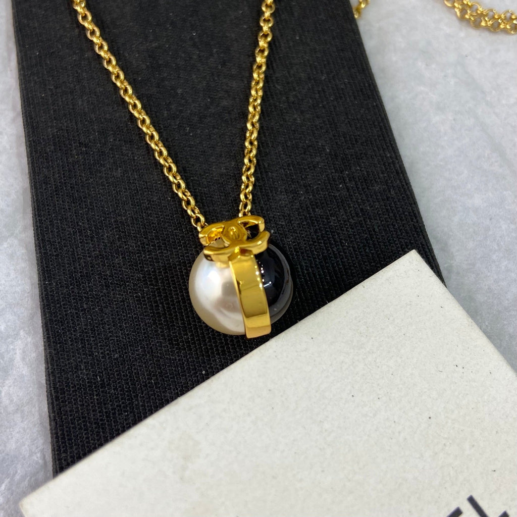 Chanel Double C Pearl Necklace